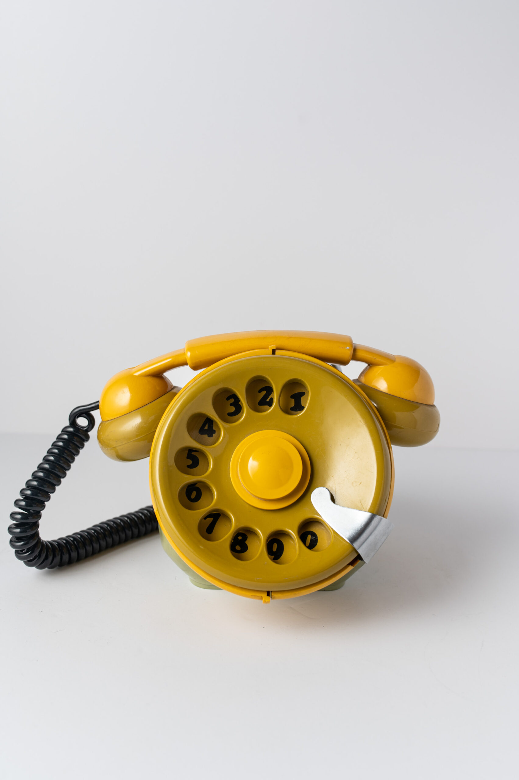 1970s ‘Bobo’ yellow telephone by Sergio Todeschini for Telcer